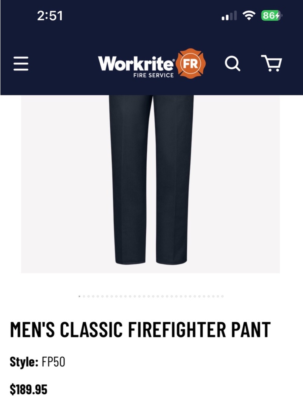 Workrite nomex Men's Straight-Leg Pants - Dark Navy 36 waist and unhemmed - Picture 2 of 6